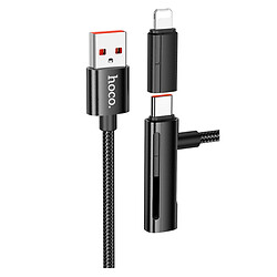 USB кабель Hoco U135 Apple iPhone 15 Plus / iPhone 15 Pro Max / iPhone 15 / iPhone 15 Pro / iPhone SE 2022 / iPhone 14 Pro Max / iPhone 14 Plus / iPhone 14 Pro / iPhone 14 / iPhone 13 Pro / iPhone 13 Mini / iPhone 13, Lightning, Type-C, 1.2 м., Чорний