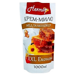 Крем-мило рідке НЕКТАР Мед із молоком дой-пак 1000 мл