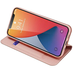 Чехол (книжка) Apple iPhone 13 / iPhone 14, Dux Ducis Business card holder, Rose Gold, Розовый