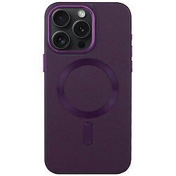 Чохол (накладка) Apple iPhone 11 Pro Max, Epik Leather Metal Style, Dark Purple, MagSafe, Фіолетовий