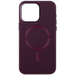 Чохол (накладка) Apple iPhone 13, Epik Leather Metal Style, Plum, MagSafe, Бордовий