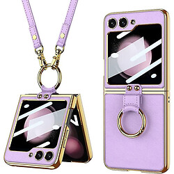 Чехол (накладка) Samsung F731 Galaxy Z Flip 5, GKK Ring and strap, Dream Purple, Фиолетовый