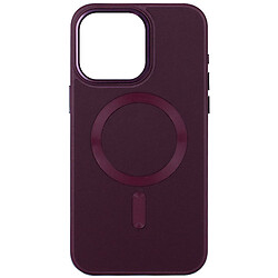 Чехол (накладка) Apple iPhone 15, Epik Leather Metal Style, MagSafe, Plum, Бордовый