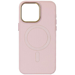 Чохол (накладка) Apple iPhone 15, Epik Leather Metal Style, Light Pink, MagSafe, Рожевий