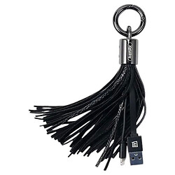 Кабель Remax RC-053i Tassel Ring Apple iPhone SE 2022 / iPhone 14 Pro Max / iPhone 14 Plus / iPhone 14 Pro / iPhone 14 / iPhone 13 Pro / iPhone 13 Mini / iPhone 13 / iPhone 13 Pro Max / iPhone 12 Mini / iPhone 12 Pro Max, Lightning, 0.15 м., Чорний