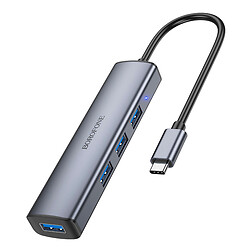 USB Hub Borofone DH12 Smart, 1.2 м., Сірий