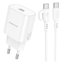 СЗУ Borofone BA82A Platinum, Type-C, З кабелем, Білий