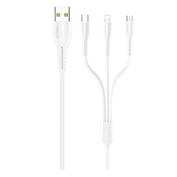 USB кабель Usams US-SJ367 U35, Type-C, Lightning, MicroUSB, 1.0 м., Білий