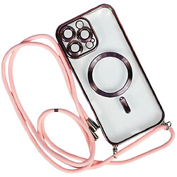 Чохол (накладка) Apple iPhone 11, Crossbody Lanyard Clear, MagSafe, Рожевий