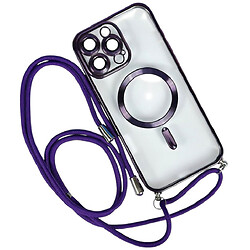 Чехол (накладка) Apple iPhone 12, Crossbody Lanyard Clear, MagSafe, Фиолетовый