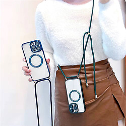 Чохол (накладка) Apple iPhone 13, Crossbody Lanyard Clear, MagSafe, Синій - № 13