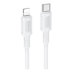 USB кабель Borofone BX111 Apple iPhone SE 2022 / iPhone 14 Pro Max / iPhone 14 Plus / iPhone 14 Pro / iPhone 14 / iPhone 13 Pro / iPhone 13 Mini / iPhone 13 / iPhone 13 Pro Max / iPhone 12 Mini / iPhone 12 Pro Max / iPhone 12 Pro, Lightning, 1.0 м., Белый