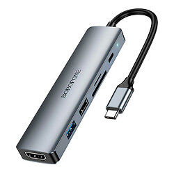 USB Hub Borofone DH15, 0.15 м., Сірий