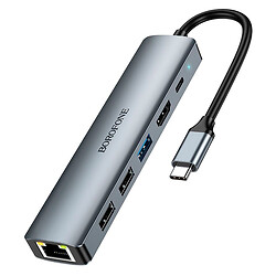 USB Hub Borofone DH16, 0.15 м., Серый