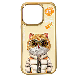 Чехол (накладка) Apple iPhone 16 Pro, Nimmy 3D Metal Buttons, Cat Khaki, Рисунок