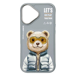 Чохол (накладка) Apple iPhone 16, Nimmy 3D Metal Buttons, Bear Grey, Малюнок