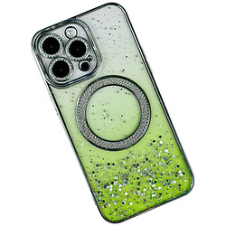 Чохол (накладка) Apple iPhone 12, Ombre Glitter Crystal, MagSafe, Салатовий