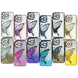Чохол (накладка) Apple iPhone 14 Pro, Shining Butterflies Ombre, Бірюзовий - № 4