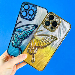 Чохол (накладка) Apple iPhone 14 Pro, Shining Butterflies Ombre, Бірюзовий - № 6