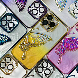 Чохол (накладка) Apple iPhone 14 Pro, Shining Butterflies Ombre, Бірюзовий - № 12