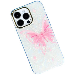 Чохол (накладка) Apple iPhone 14 Pro Max, Marble Design, Pink Butterfly, Малюнок