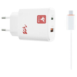 СЗУ FLYCDI FA-006, Type-C, USB, MicroUSB, З кабелем, 3.0 A, Білий