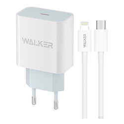 СЗУ Walker WH-39 Apple iPhone SE 2022 / iPhone 14 Pro Max / iPhone 14 Plus / iPhone 14 Pro / iPhone 14 / iPhone 13 Pro / iPhone 13 Mini / iPhone 13 / iPhone 13 Pro Max / iPhone 12 Mini / iPhone 12 Pro Max, Lightning, З кабелем, 3.0 A, Білий