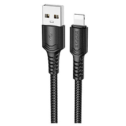 USB кабель Borofone BX116 Certain Apple iPhone SE 2022 / iPhone 14 Pro Max / iPhone 14 Plus / iPhone 14 Pro / iPhone 14 / iPhone 13 Pro / iPhone 13 Mini / iPhone 13 / iPhone 13 Pro Max / iPhone 12 Mini / iPhone 12 Pro Max, Lightning, 1.0 м., Черный