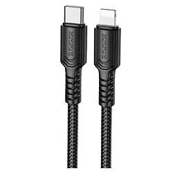 USB кабель Borofone BX116 Certain Apple iPhone SE 2022 / iPhone 14 Pro Max / iPhone 14 Plus / iPhone 14 Pro / iPhone 14 / iPhone 13 Pro / iPhone 13 Mini / iPhone 13 / iPhone 13 Pro Max / iPhone 12 Mini / iPhone 12 Pro Max, Lightning, 1.0 м., Черный