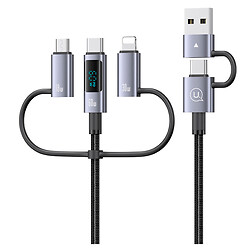 USB кабель Usams US-SJ736 Apple iPhone SE 2022 / iPhone 14 Pro Max / iPhone 14 Plus / iPhone 14 Pro / iPhone 14 / iPhone 13 Pro / iPhone 13 Mini / iPhone 13 / iPhone 13 Pro Max / iPhone 12 Mini, Lightning, Type-C, MicroUSB, 2.0 м., Сірий