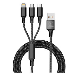 USB кабель WUW X208 Apple iPhone SE 2022 / iPhone 14 Pro Max / iPhone 14 Plus / iPhone 14 Pro / iPhone 14 / iPhone 13 Pro / iPhone 13 Mini / iPhone 13 / iPhone 13 Pro Max / iPhone 12 Mini / iPhone 12 Pro Max, Lightning, Type-C, MicroUSB, 1.0 м., Черный