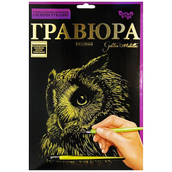 Гравюра "Golden Metallic: Сова", А4, Dankotoys
