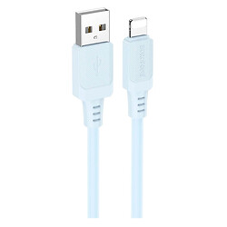 USB кабель Borofone BX115 Lotto Apple iPhone SE 2022 / iPhone 14 Pro Max / iPhone 14 Plus / iPhone 14 Pro / iPhone 14 / iPhone 13 Pro / iPhone 13 Mini / iPhone 13 / iPhone 13 Pro Max / iPhone 12 Mini / iPhone 12 Pro Max, Lightning, 1.0 м., Голубой