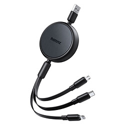 USB кабель Remax RC-C195 Telescopic Apple iPhone SE 2022 / iPhone 14 Pro Max / iPhone 14 Plus / iPhone 14 Pro / iPhone 14 / iPhone 13 Pro / iPhone 13 Mini / iPhone 13 / iPhone 13 Pro Max / iPhone 12 Mini, Type-C, Lightning, MicroUSB, 1.2 м., Черный