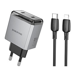 СЗУ Borofone BN21 Lena Apple iPhone SE 2022 / iPhone 14 Pro Max / iPhone 14 Plus / iPhone 14 Pro / iPhone 14 / iPhone 13 Pro / iPhone 13 Mini / iPhone 13 / iPhone 13 Pro Max / iPhone 12 Mini / iPhone 12 Pro Max / iPhone 12 Pro, С кабелем, Lightning, Серый