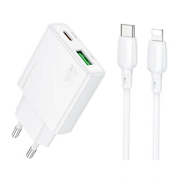 СЗУ Borofone BN25 Wish Apple iPhone SE 2022 / iPhone 14 Pro Max / iPhone 14 Plus / iPhone 14 Pro / iPhone 14 / iPhone 13 Pro / iPhone 13 Mini / iPhone 13 / iPhone 13 Pro Max / iPhone 12 Mini / iPhone 12 Pro Max / iPhone 12 Pro, С кабелем, Lightning, Белый