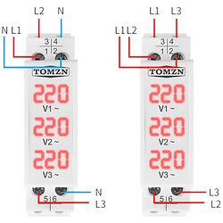 Трехфазный вольтметр 18mm Voltage Meter AC 40-500V TO-3V Transparent