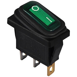 Переключатель 1-клав. влагозащитный зеленый с подсветкой KCD3-101NW GR/B 220V