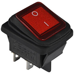 Переключатель 1-клав. влагозащищенный красный с подсветкой KCD2-201NW R/B 220V