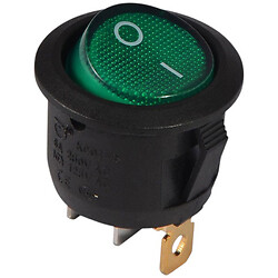 Переключатель 1-клав. круглый зеленый с подсветкой KCD1-5-101N GR/B 220V
