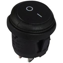 Перемикач 1-клав. круглий чорний вологозахищений KCD1-5-101W B/B 220V