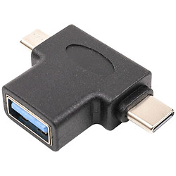 Перехідник PowerPlant, Type-C, USB, MicroUSB, Чорний