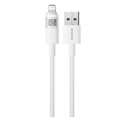 USB кабель Baseus P10382700121-00 Display 2 Apple iPhone SE 2022 / iPhone 14 Pro Max / iPhone 14 Plus / iPhone 14 Pro / iPhone 14 / iPhone 13 Pro / iPhone 13 Mini / iPhone 13 / iPhone 13 Pro Max / iPhone 12 Mini, Lightning, 1.0 м., Білий
