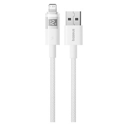 USB кабель Baseus P10382700121-01 Display 2 Apple iPhone SE 2022 / iPhone 14 Pro Max / iPhone 14 Plus / iPhone 14 Pro / iPhone 14 / iPhone 13 Pro / iPhone 13 Mini / iPhone 13 / iPhone 13 Pro Max / iPhone 12 Mini, Lightning, 2.0 м., Білий