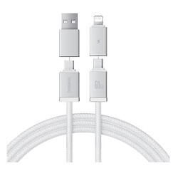 USB кабель Baseus P10383000211-00 Versatile Apple iPhone SE 2022 / iPhone 14 Pro Max / iPhone 14 Plus / iPhone 14 Pro / iPhone 14 / iPhone 13 Pro / iPhone 13 Mini / iPhone 13 / iPhone 13 Pro Max / iPhone 12 Mini, Lightning, Type-C, 1.0 м., Белый