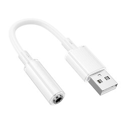 Адаптер Borofone BV22 Lemon, USB, 0.15 м., 3.5 мм., Белый