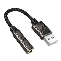 Адаптер Borofone BV23 Dignity, USB, 0.15 м., 3.5 мм., Чорний