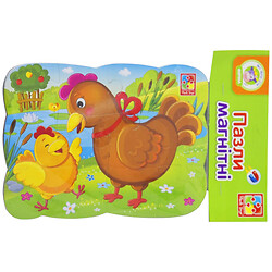 Магнитные пазлы "Курочка и ципленок", 12 деталей, укр, Vladi Toys