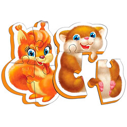 Мягкие беби пазлы "Пушистики", 2 пазла, Vladi Toys