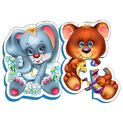 Мягкие беби пазлы "Лесные жители", 2 пазла, Vladi Toys